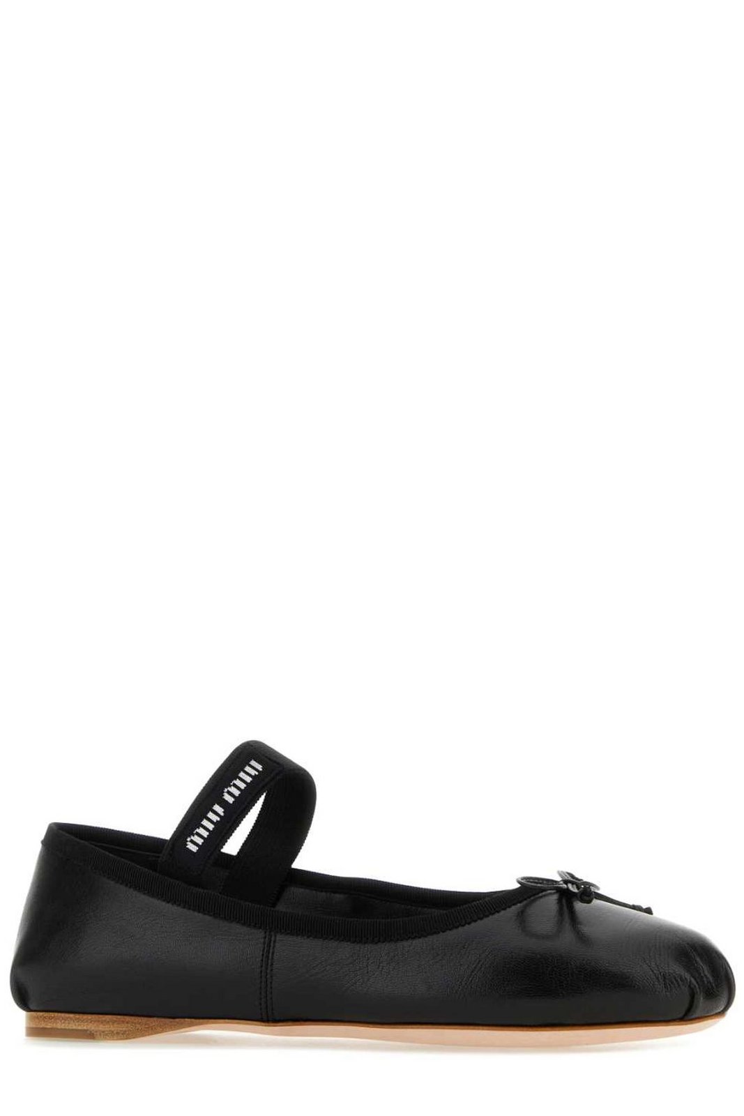 Miu Miu Logo-Printed Bow Detailed Ballerina Shoes