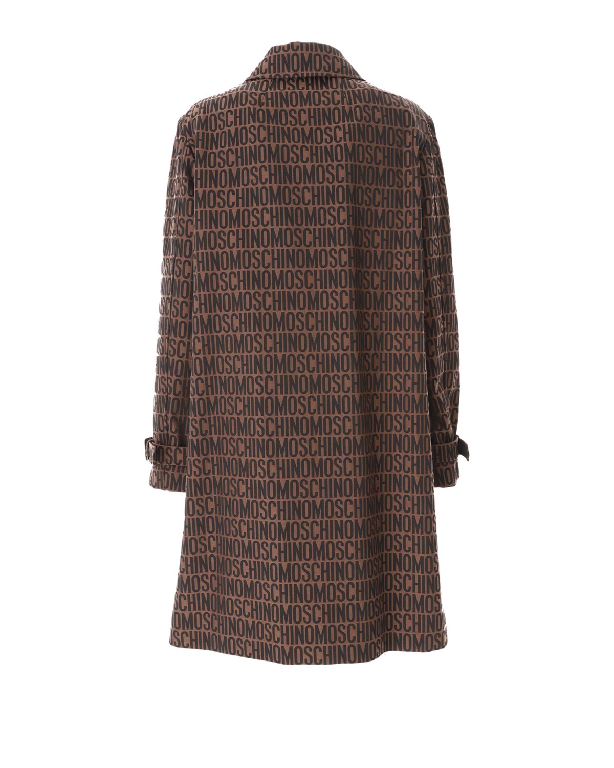 Shop Moschino Logo-Jacquard Straight Hem Trench Coat on Sale at