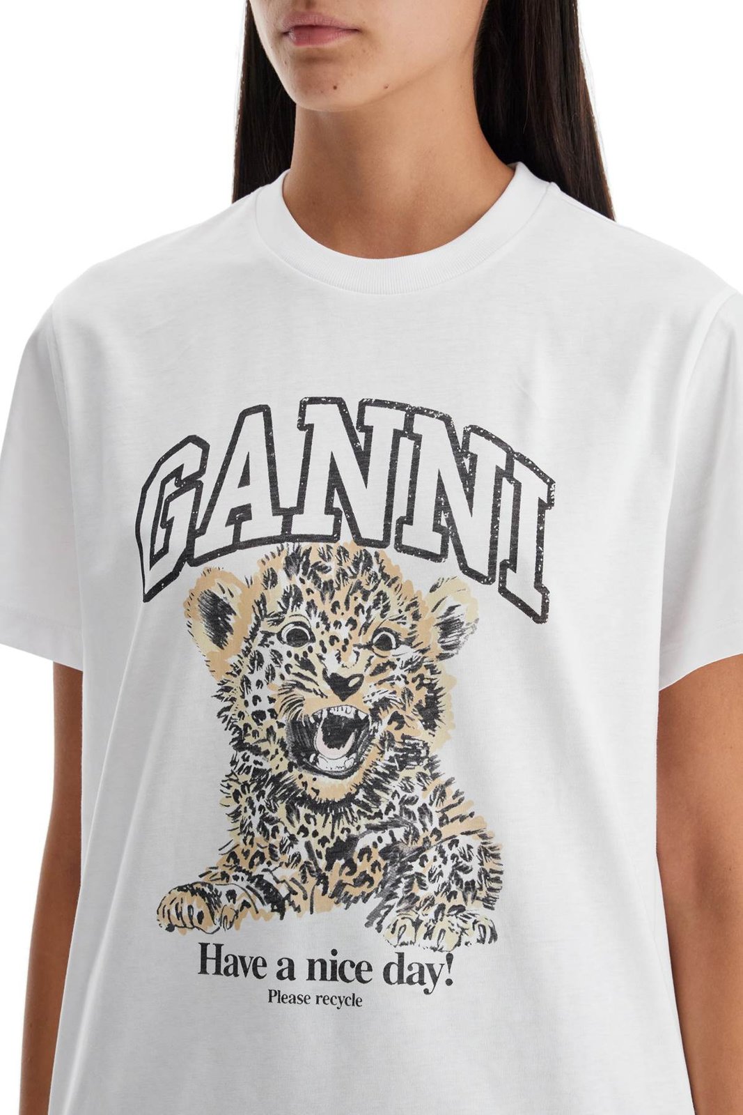 Ganni Logo Printed Crewneck T-Shirt