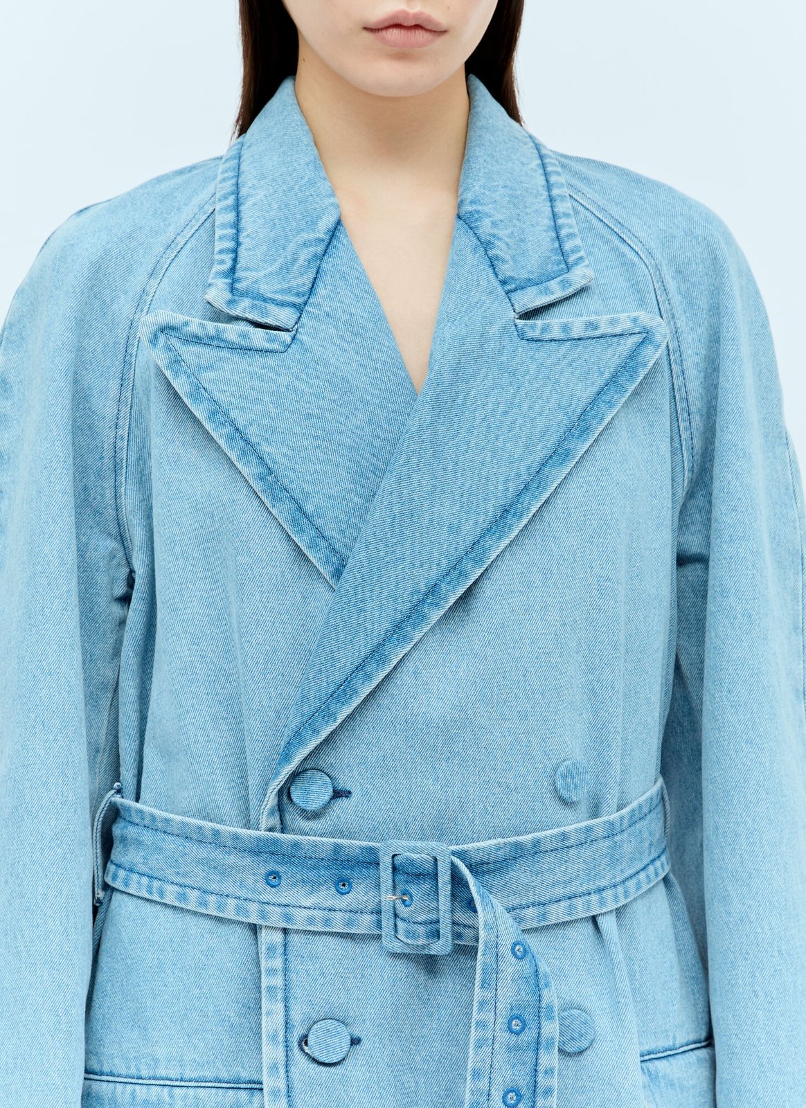 関税込*Dries Van Noten マキシ丈 デニム トレンチコート ドリス ヴァン ノッテン デニム トレンチコート