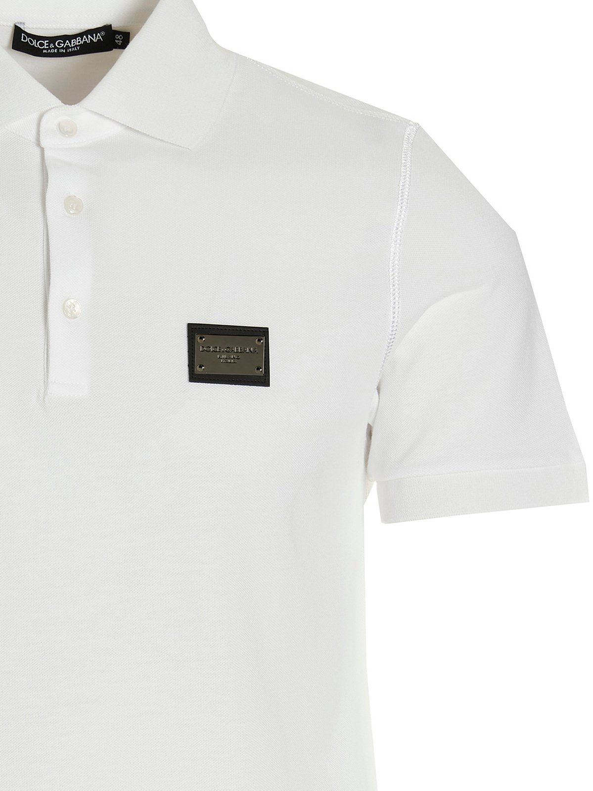 Dolce & Gabbana POLO APPLIQUE FEATURING ENGRAVED ポロ ロゴ Cotton piqué polo-shirt with embroidery in black for Men