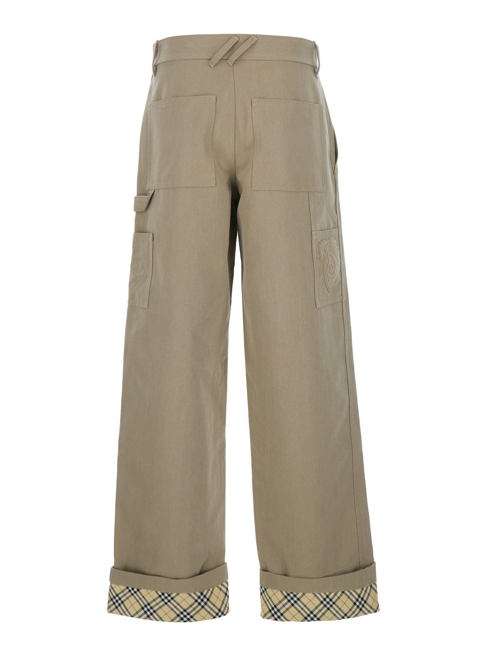 Burberry Logo Embroidered Turn-Up Hem Trousers