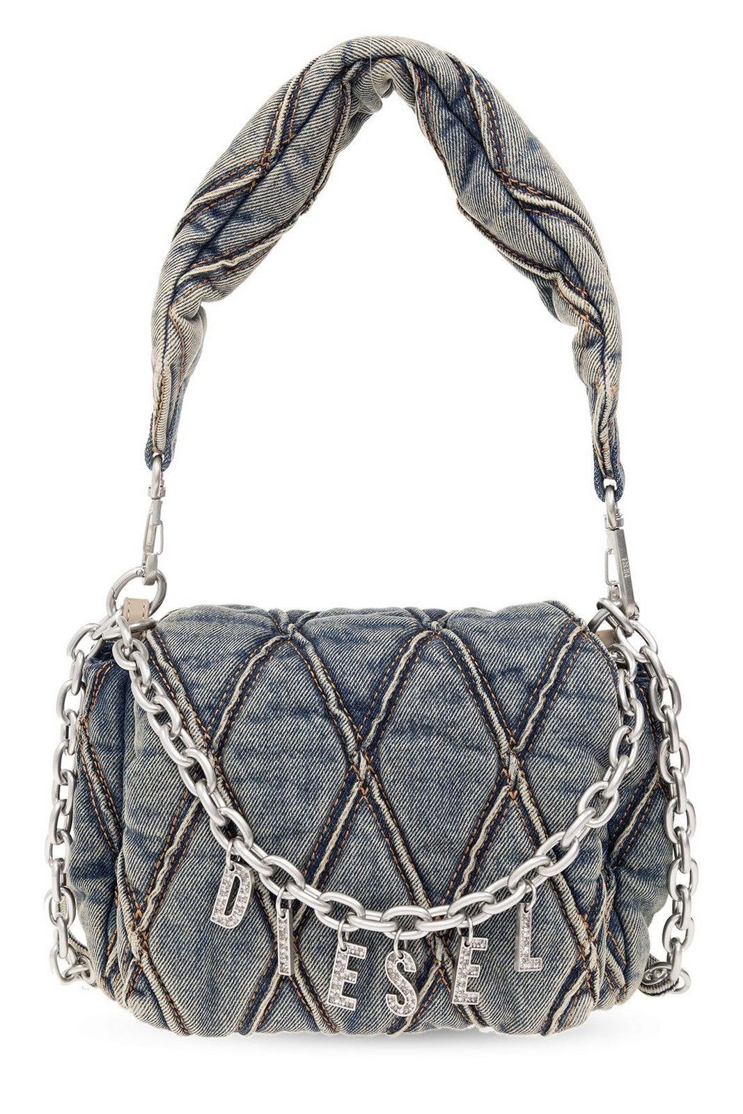 Diesel Charm-D Embellished Denim Shoulder Bag