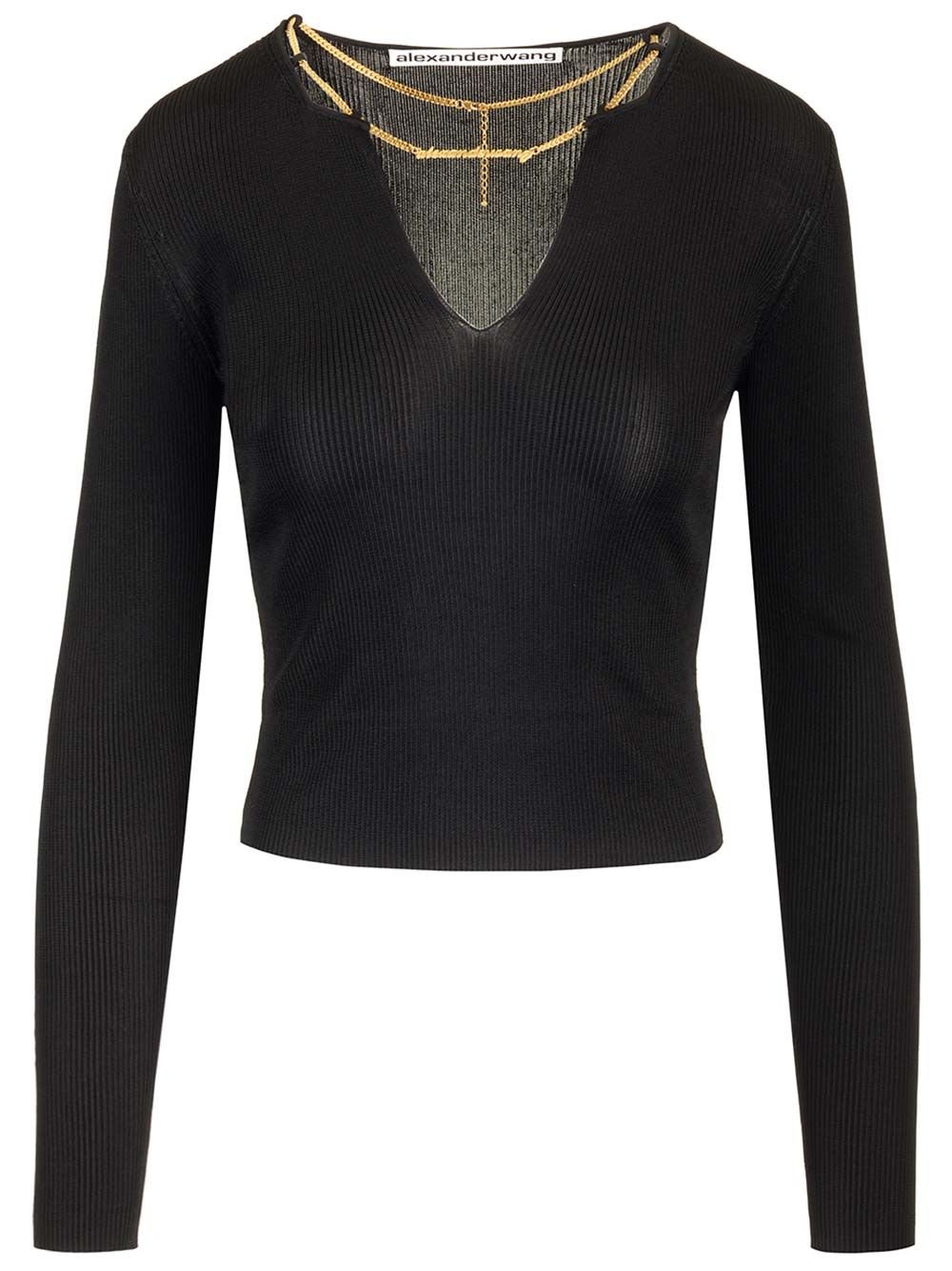 AlexanderWang アレキサンダーワンロゴプレートチェーンニットトップ