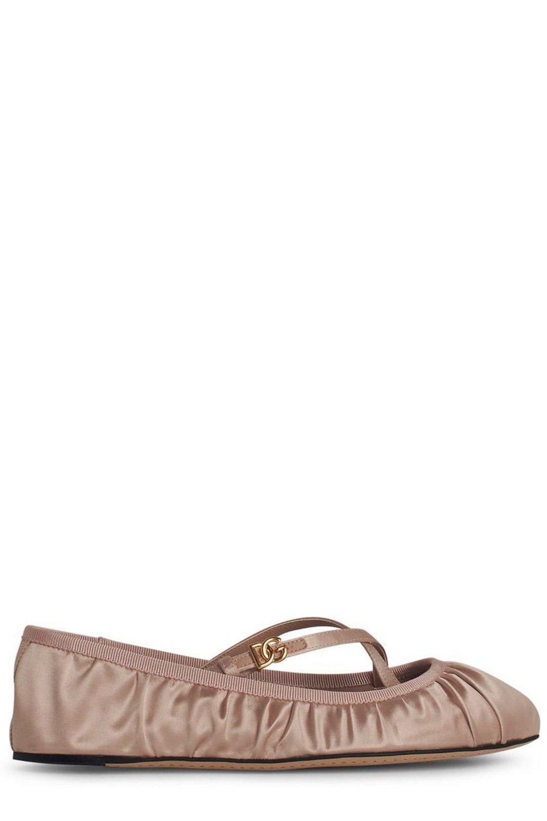 Dolce & Gabbana Logo Buckle Ruched Detailed Ballet Flats