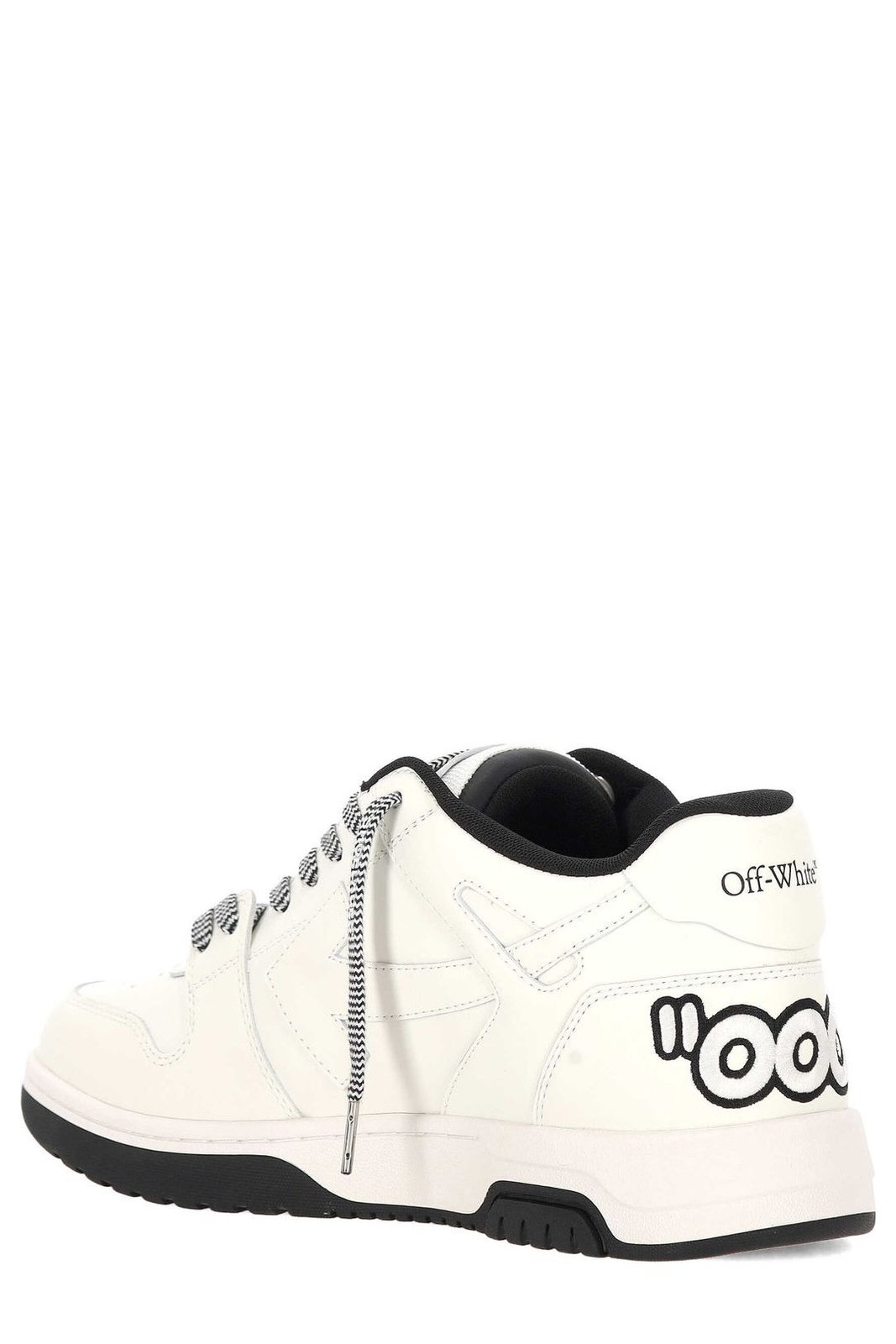 Off-White Round Toe Lace-Up Sneakers