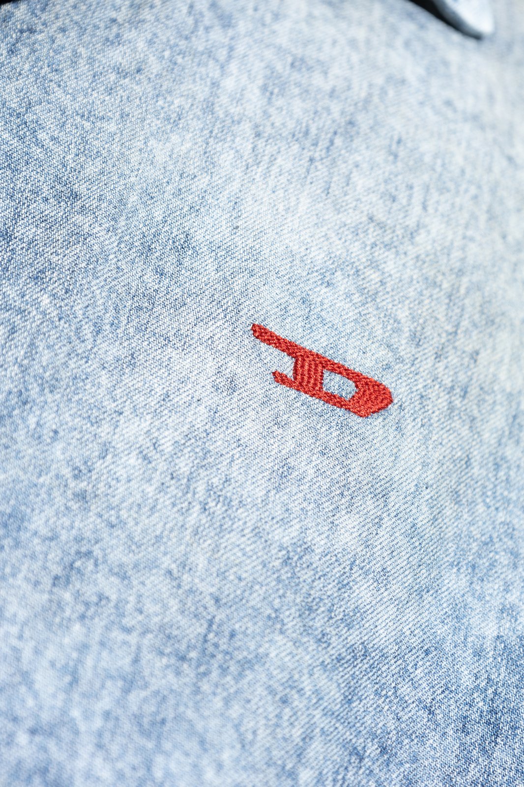 Diesel D-Nabil-Fsg Distressed Denim Bowling Shirt