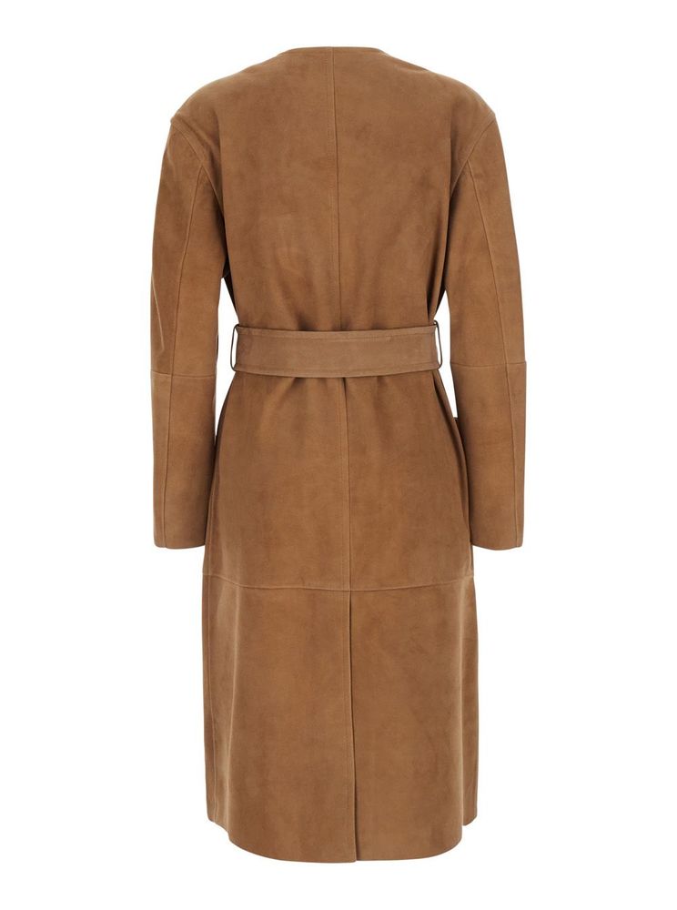 MAX MARA STUDIO 포르티치 스웨이드 벨티드 코트