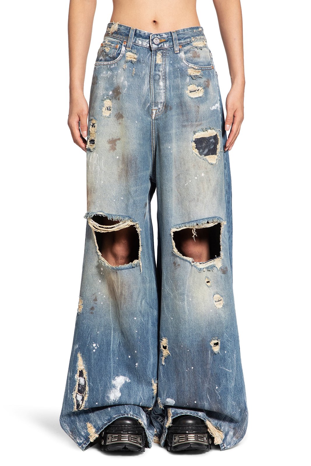 パンツ vetements 23ss wide distressed denim Vetements Vetements Distressed-Effect Wide-Leg Jeans - Pants
