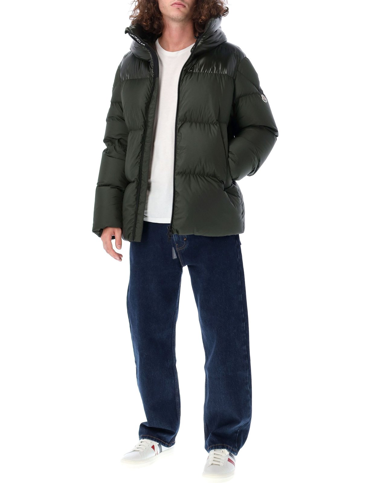 Moncler Zip-Up Logo Patch Hooded Quilted Jacket