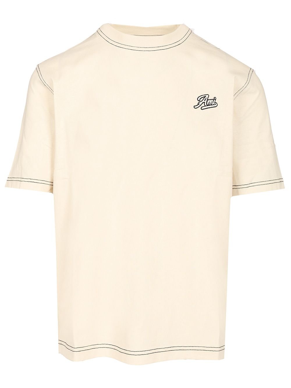 AMI Paris Logo Embroidered Crewneck T-Shirt