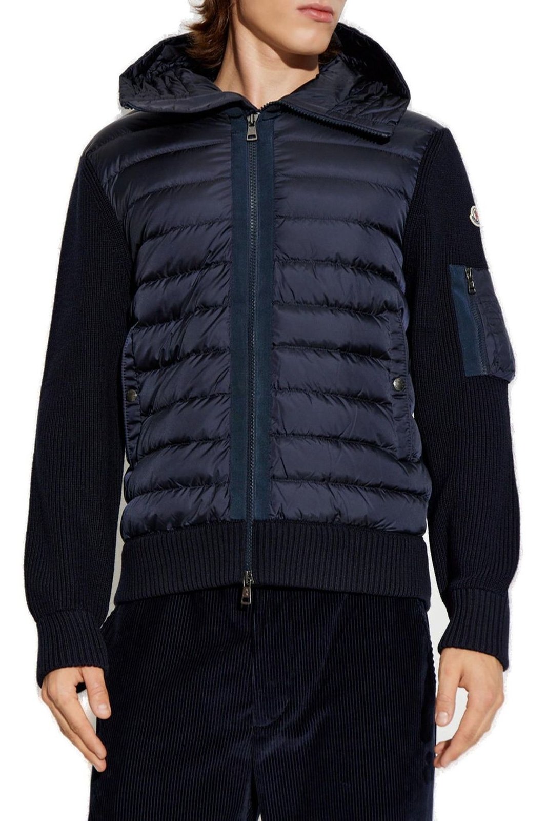 モンクレール　ネイビー キルティングジャケット フード付き Moncler キルティング ジップアップ ジャケット