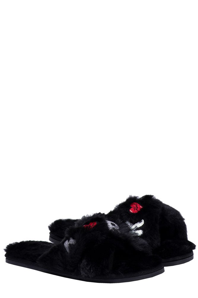 KARL LAGERFELD サロットIIカルクロスストラッフスリッハ Karl Lagerfeld Salotto II Karl Kross Strap, Cross Slipper In