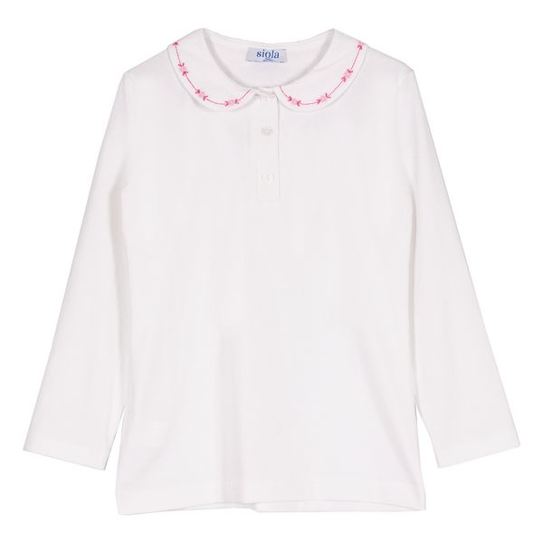 Siola Floral-embroidered Long-sleeved Polo Shirt
