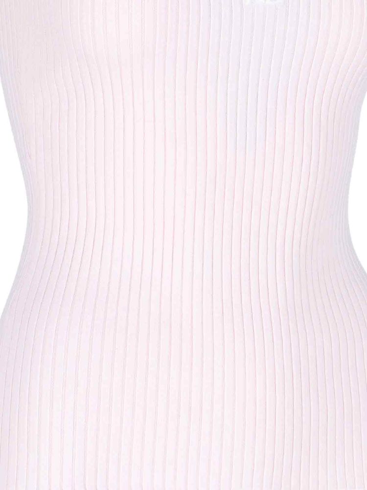 COURRÈGES 쿠레주 로고 자수 리브드 민소매 탑
