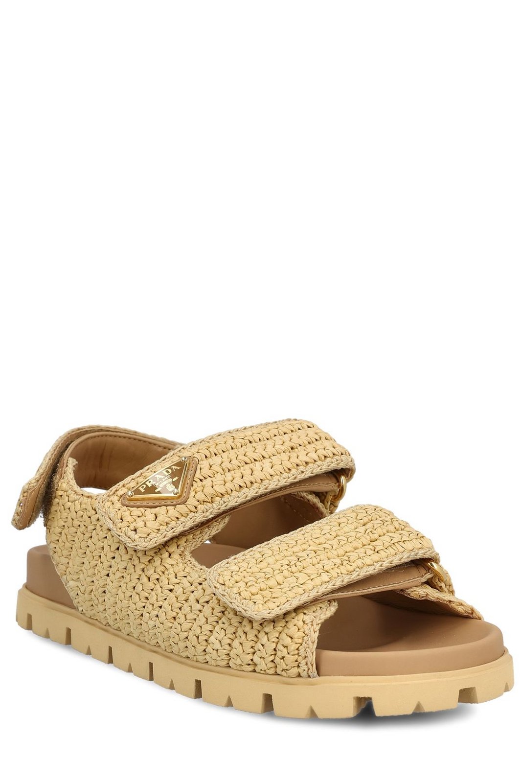 Prada Logo Patch Flat Sandals