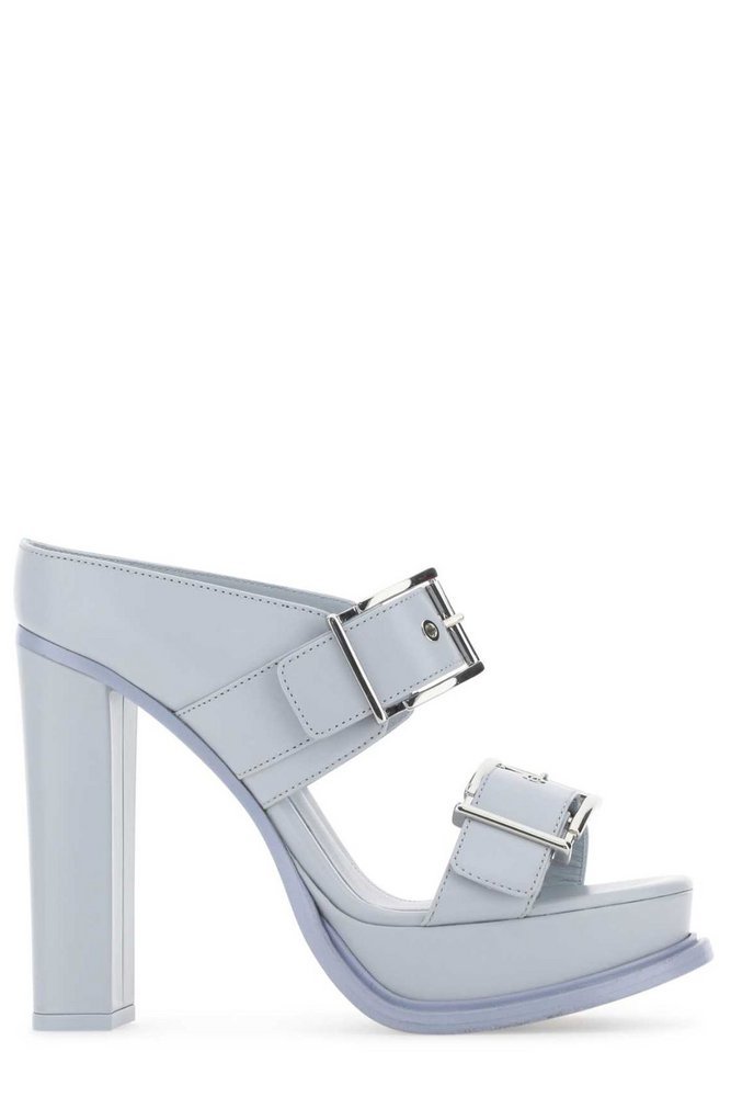 【ALEXANDER MCQUEEN】最新作★DOUBLE BUCKLE サンダル Alexander Mcqueen black leather dual-buckle platform sandals