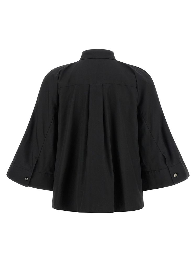SACAI 플레어 크롭 팝린 셔츠