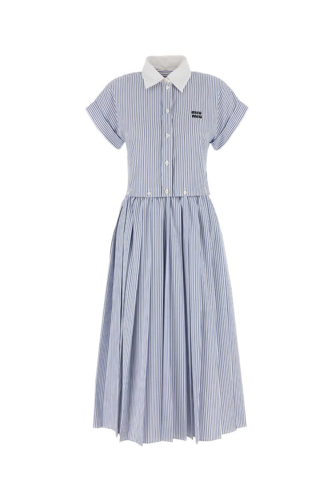 Miu Miu Short-Sleeved Striped Dress