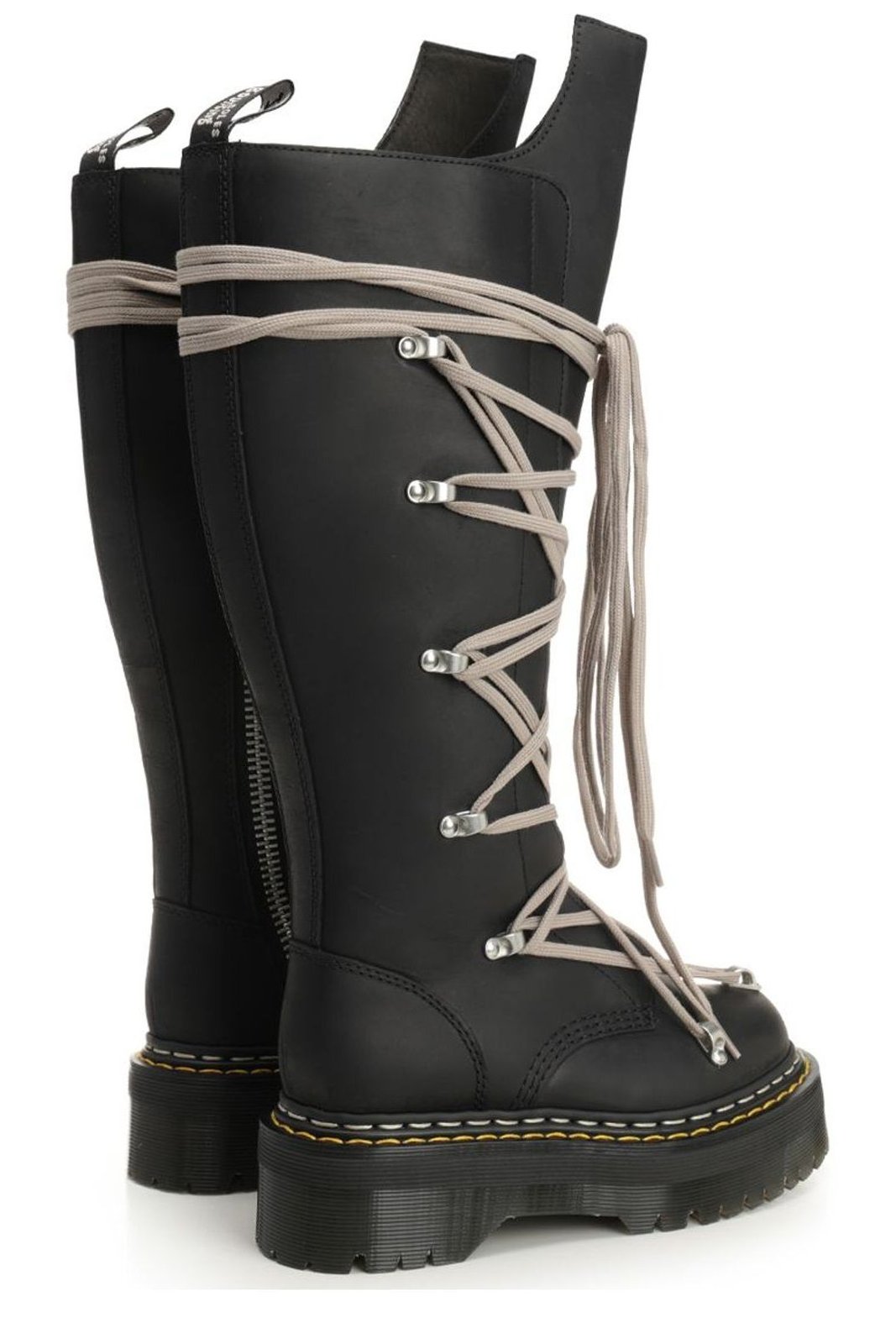 Rick Owens Round Toe Lace-Up Boots