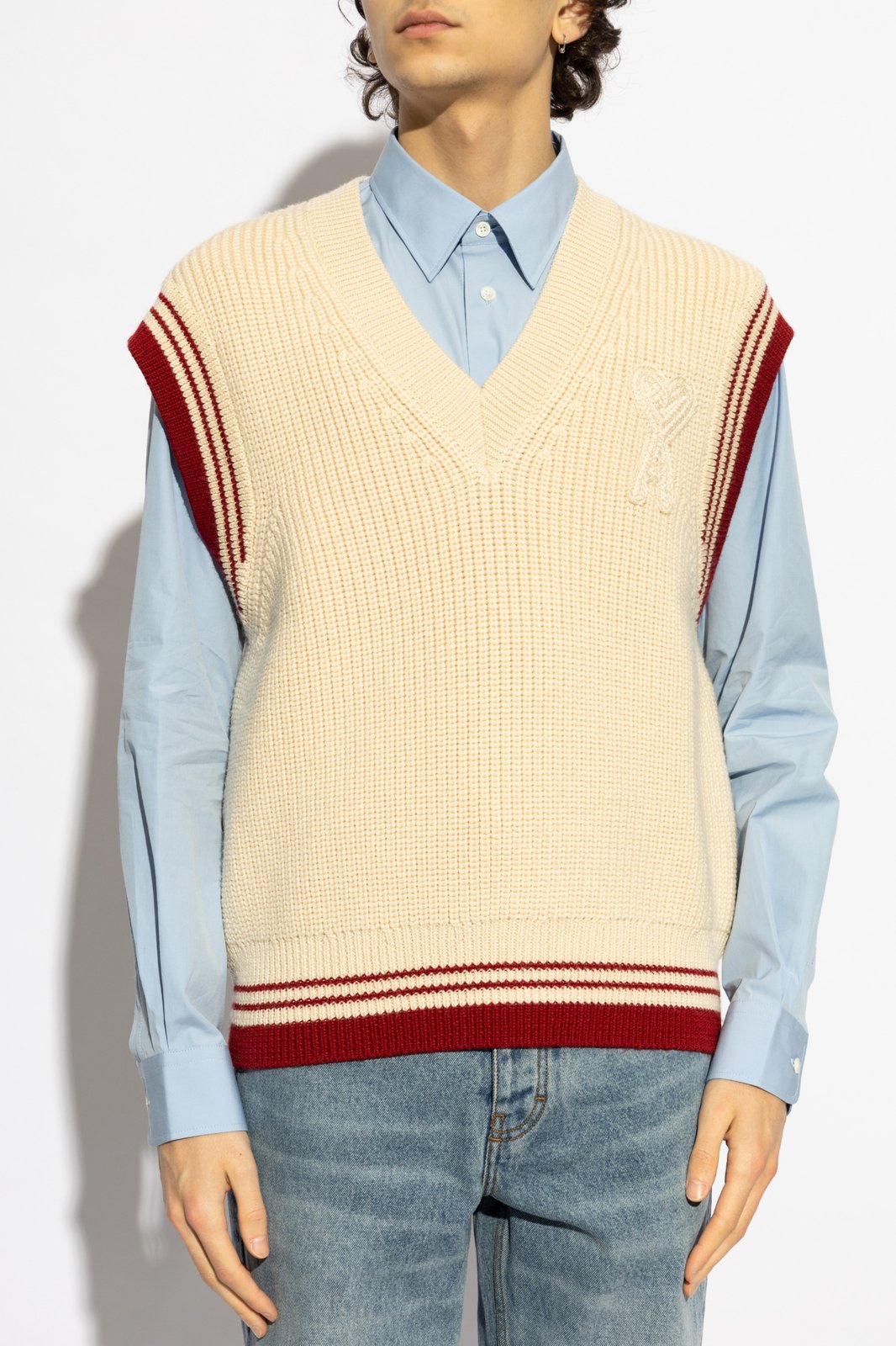 AMI Paris Ami de Coeur V-Neck Knitted Vest