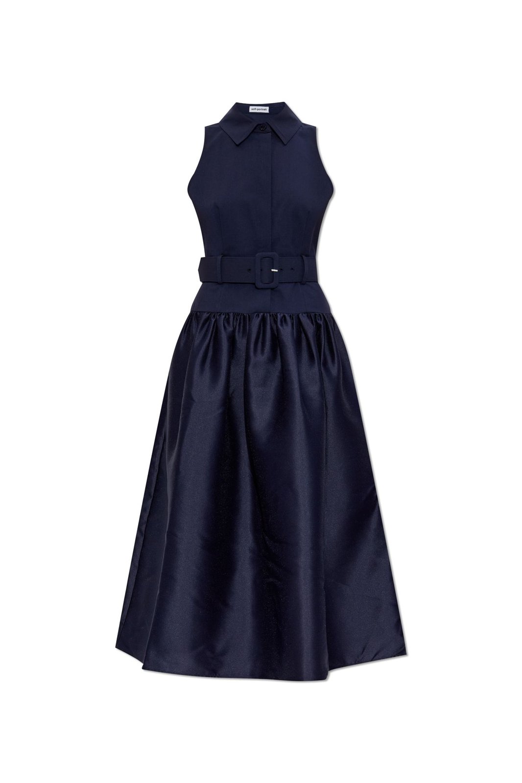 Self-Portrait Belted Twill Midi Dress