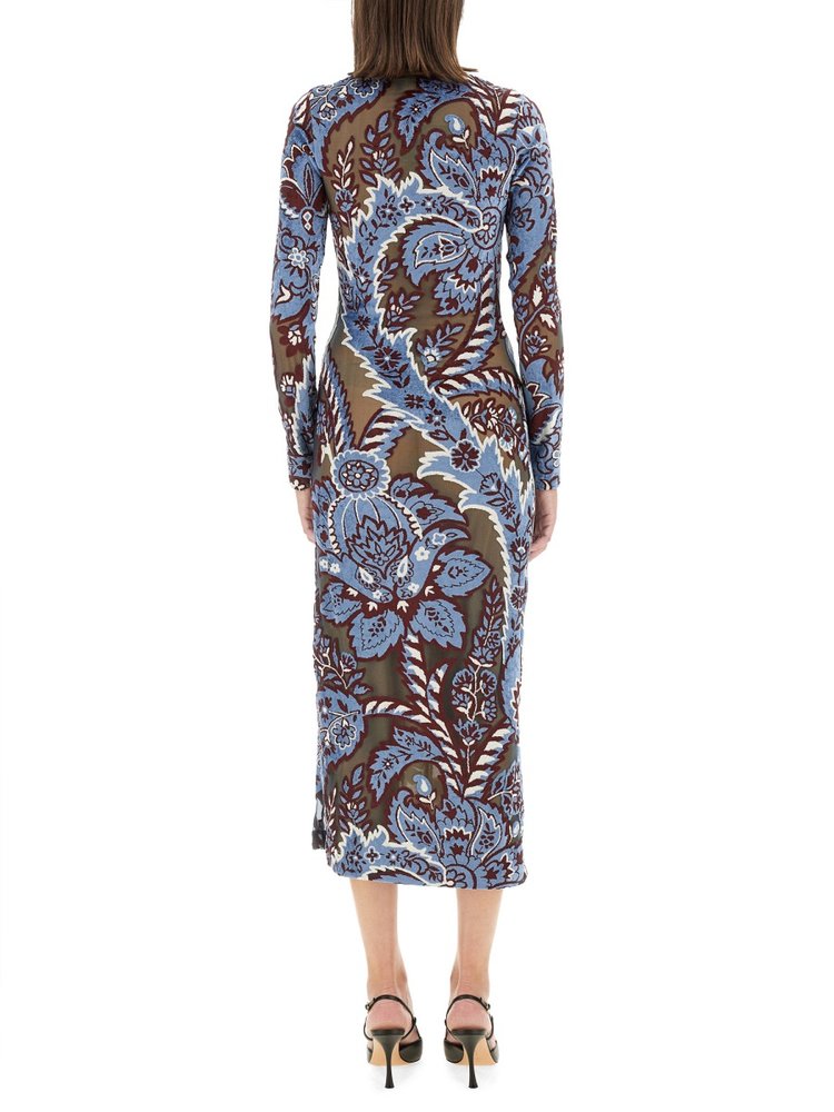 ワンピース ETRO VELVET JACQUARD TULLE DRESS (WRHA0199 99JJD03S9880) Etro Jacquard Velvet Tulle Dress – Cettire