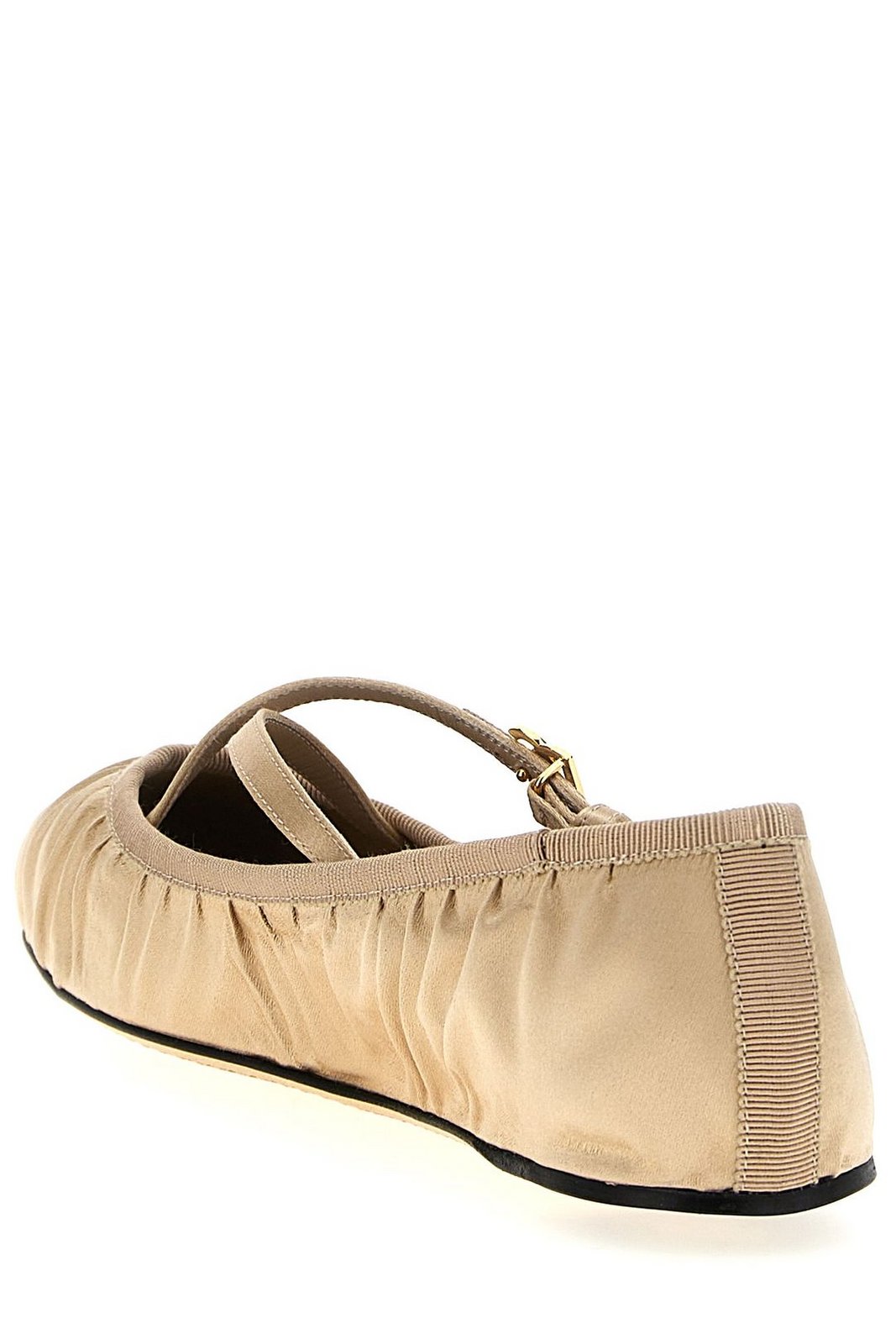 Dolce & Gabbana Logo Buckle Ruched Detailed Ballet Flats