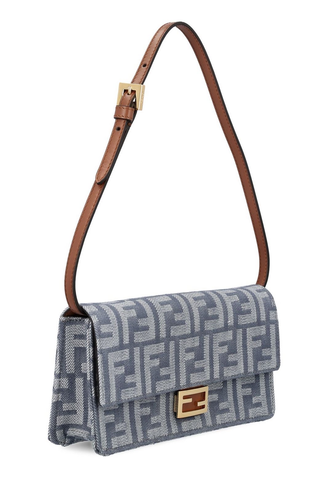Fendi Baguette FF Jacquard Chain-Linked Wallet