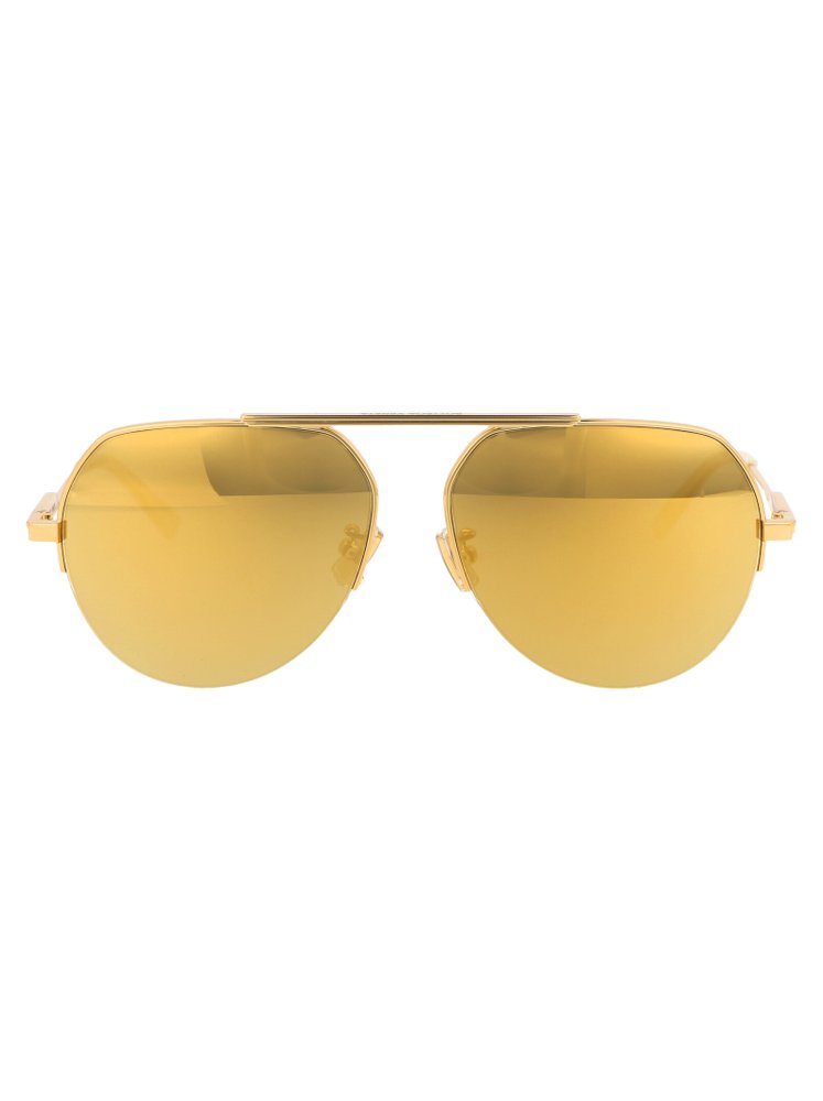 Bottega Eyewear Double Bridge Aviator Frame Sunglasses In Gold