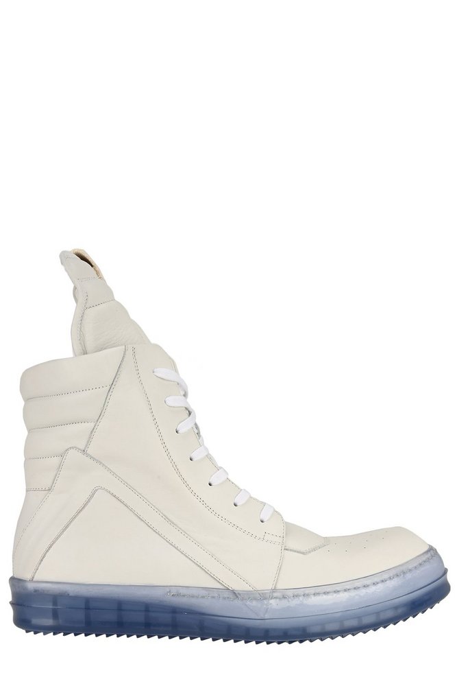 靴 Rick Owens 15w white geobasket Geobasket leather high-top sneakers in white - Rick Owens Kids
