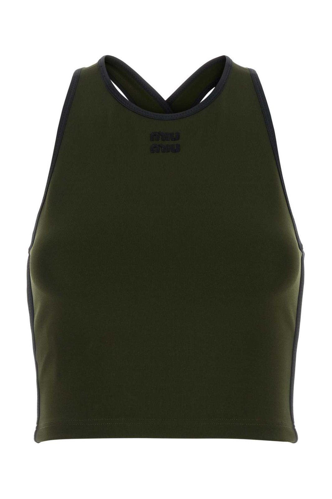 Miu Miu Logo-Embroidered Round-Neck Top