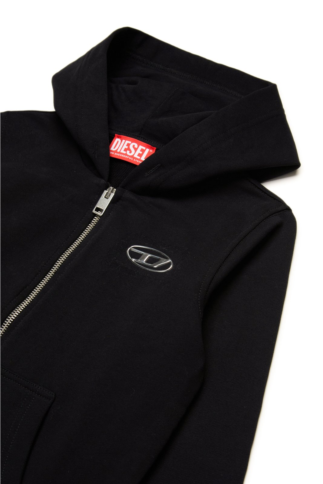 Diesel Kids Oval-D Logo Zipped Hoodie