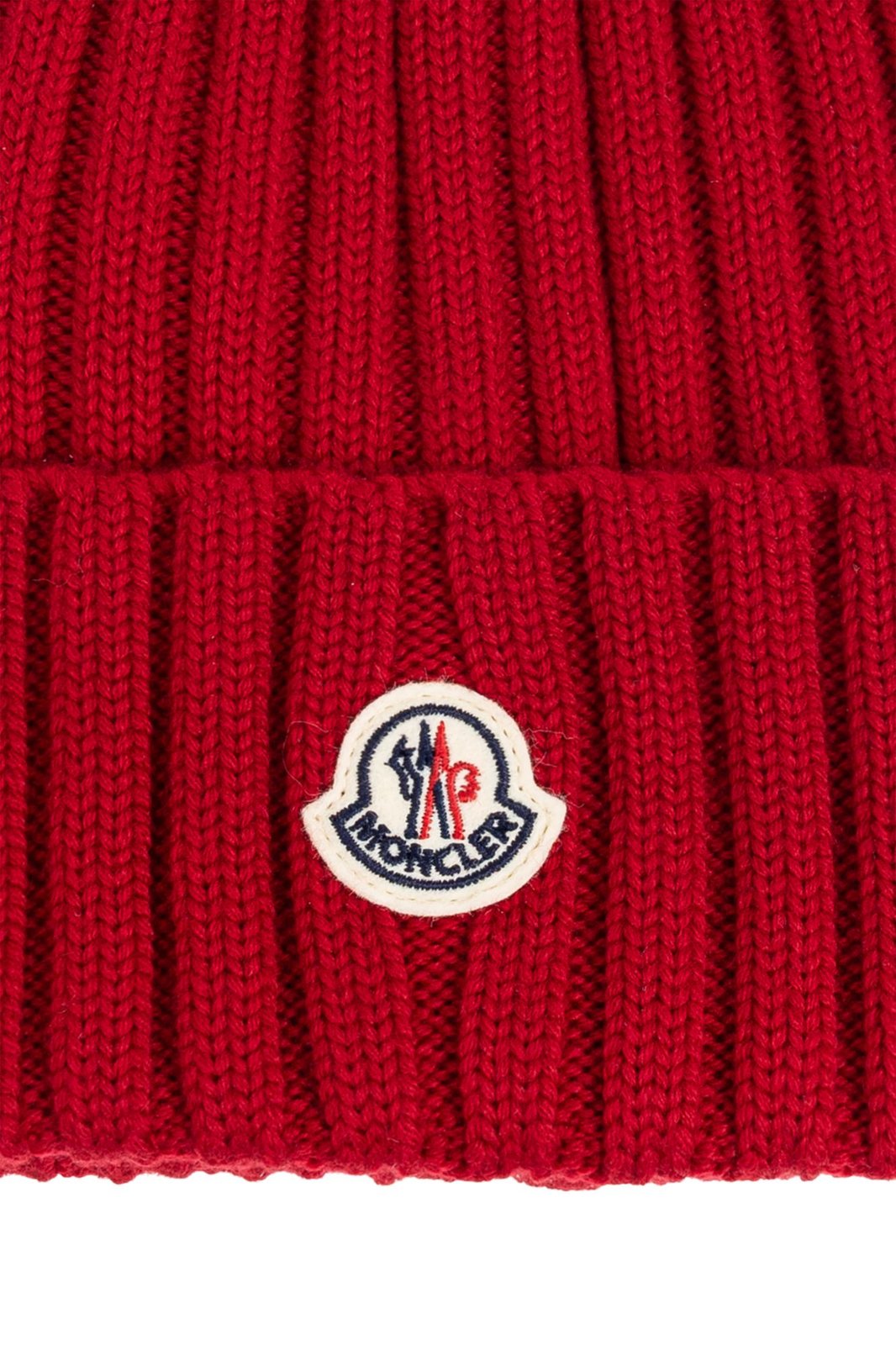 Moncler Logo Patch Ribbed Beanie
