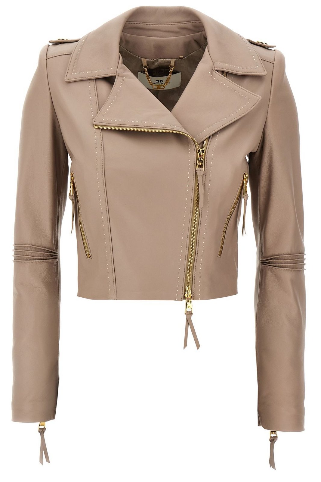 Elisabetta Franchi Contrasted Topstitching Biker Jacket