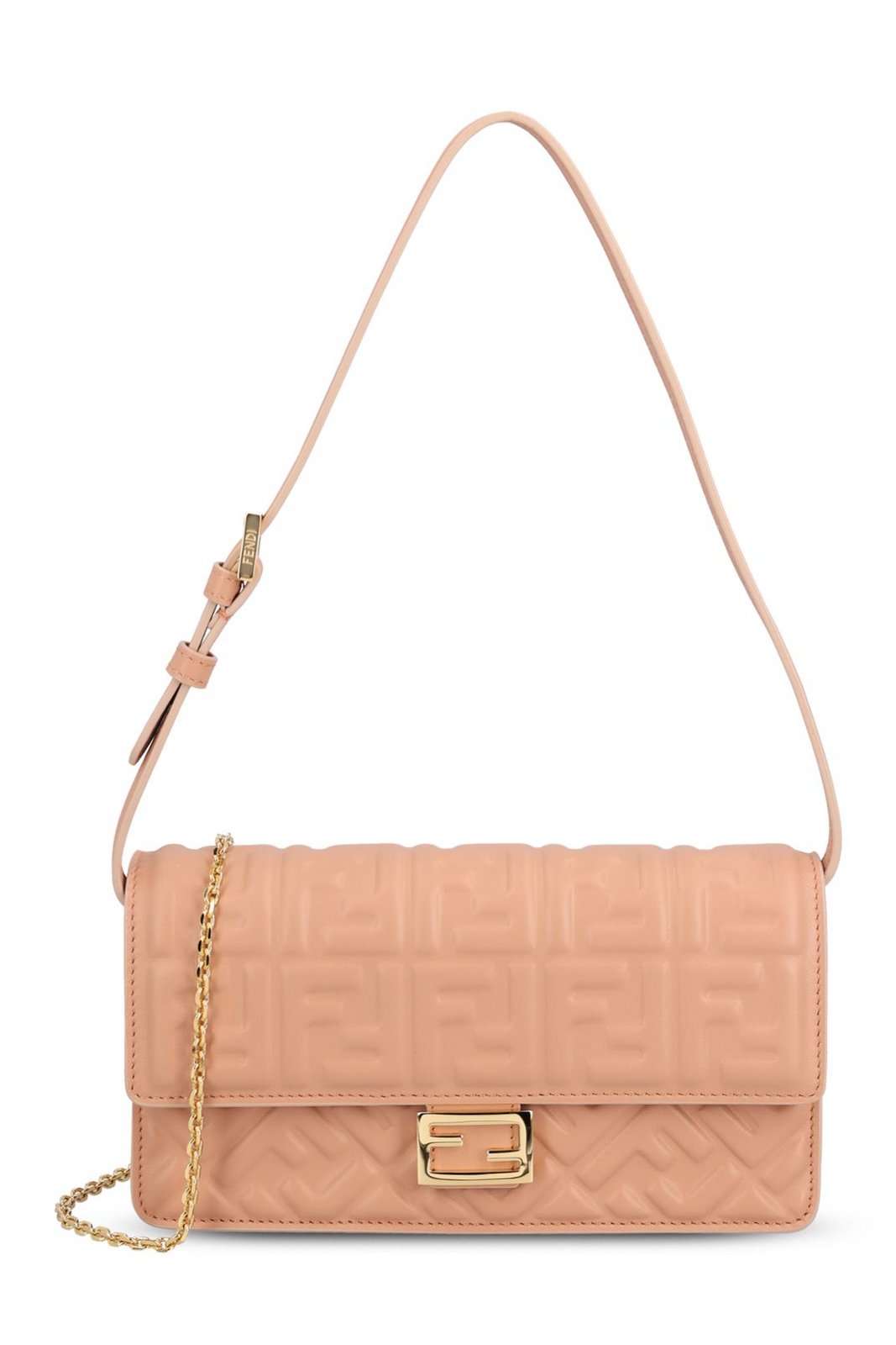Fendi Baguette FF Embossed Chain-Linked Wallet