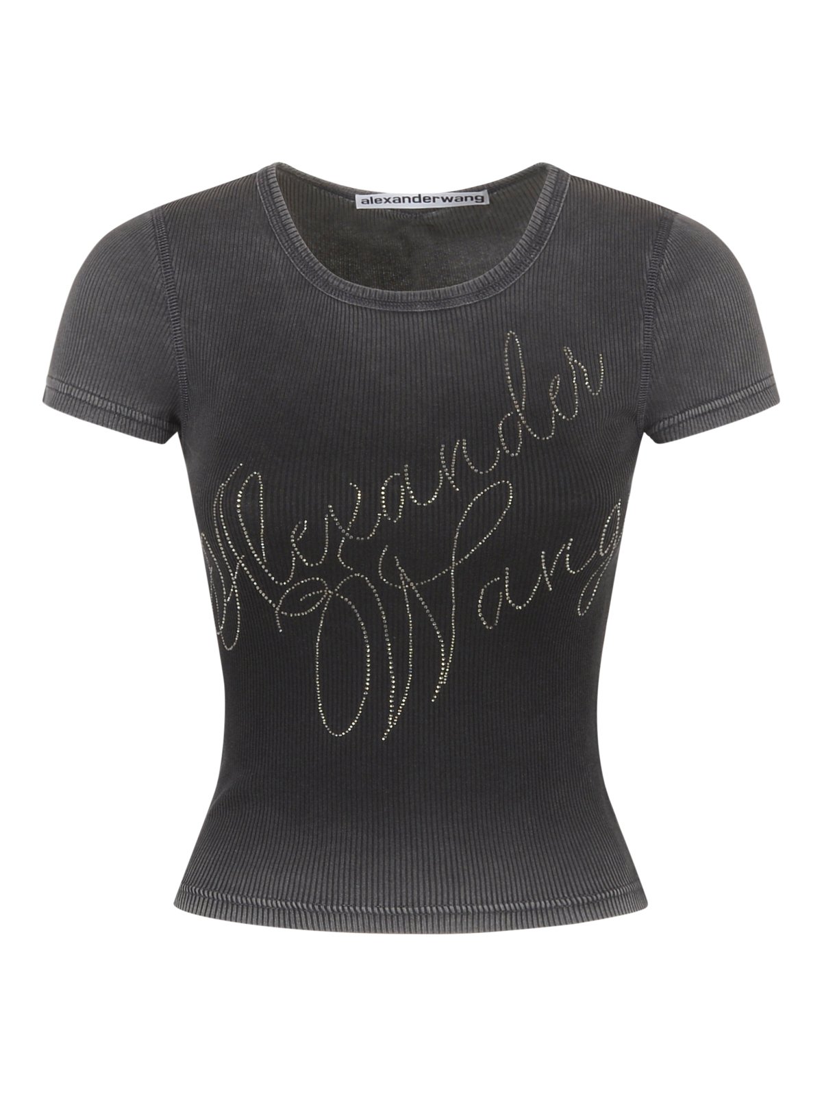 Alexander Wang Hotfix Cursive-Logo Crewneck T-Shirt