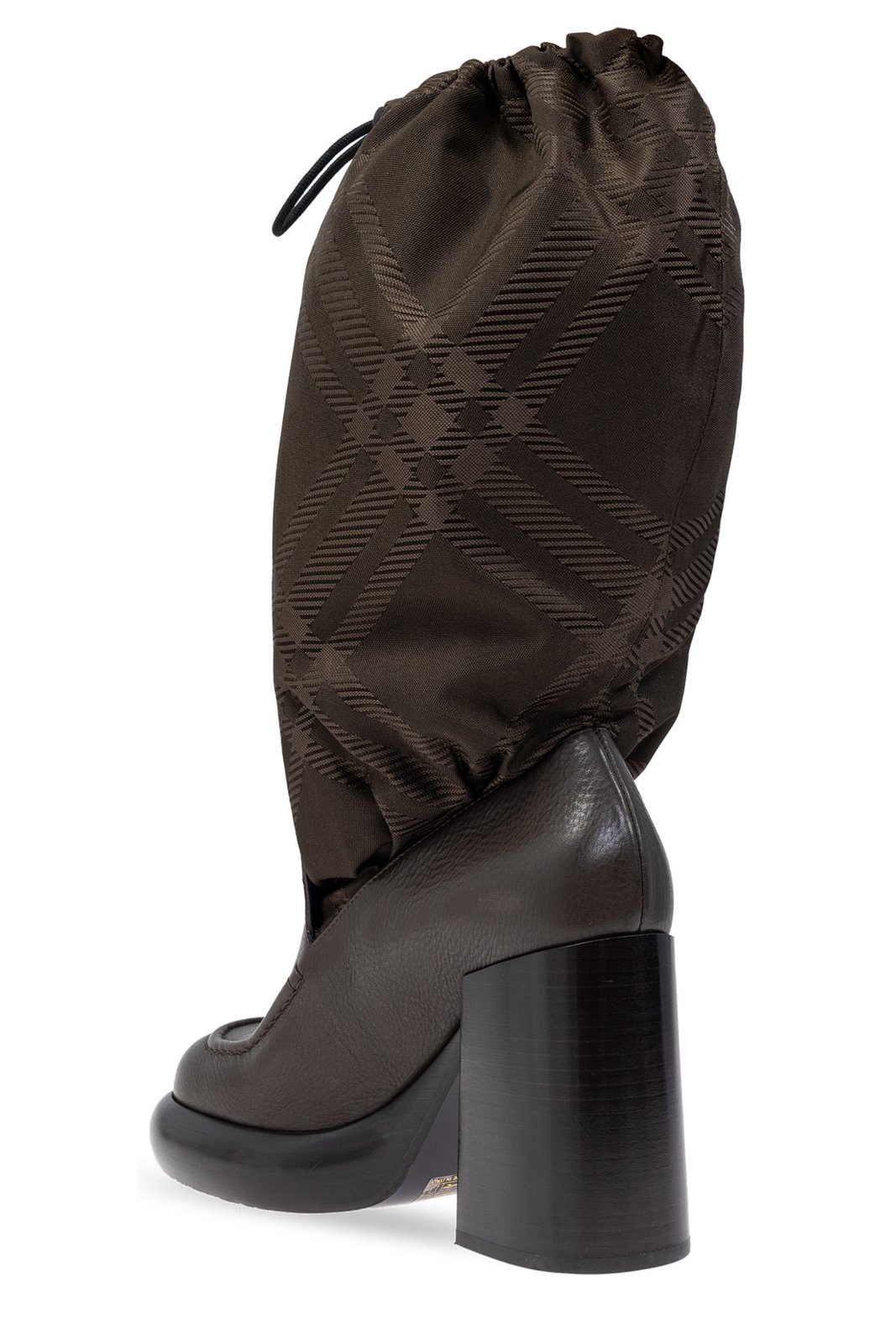 Burberry Checked Drawstring Fastened Wedge Boots
