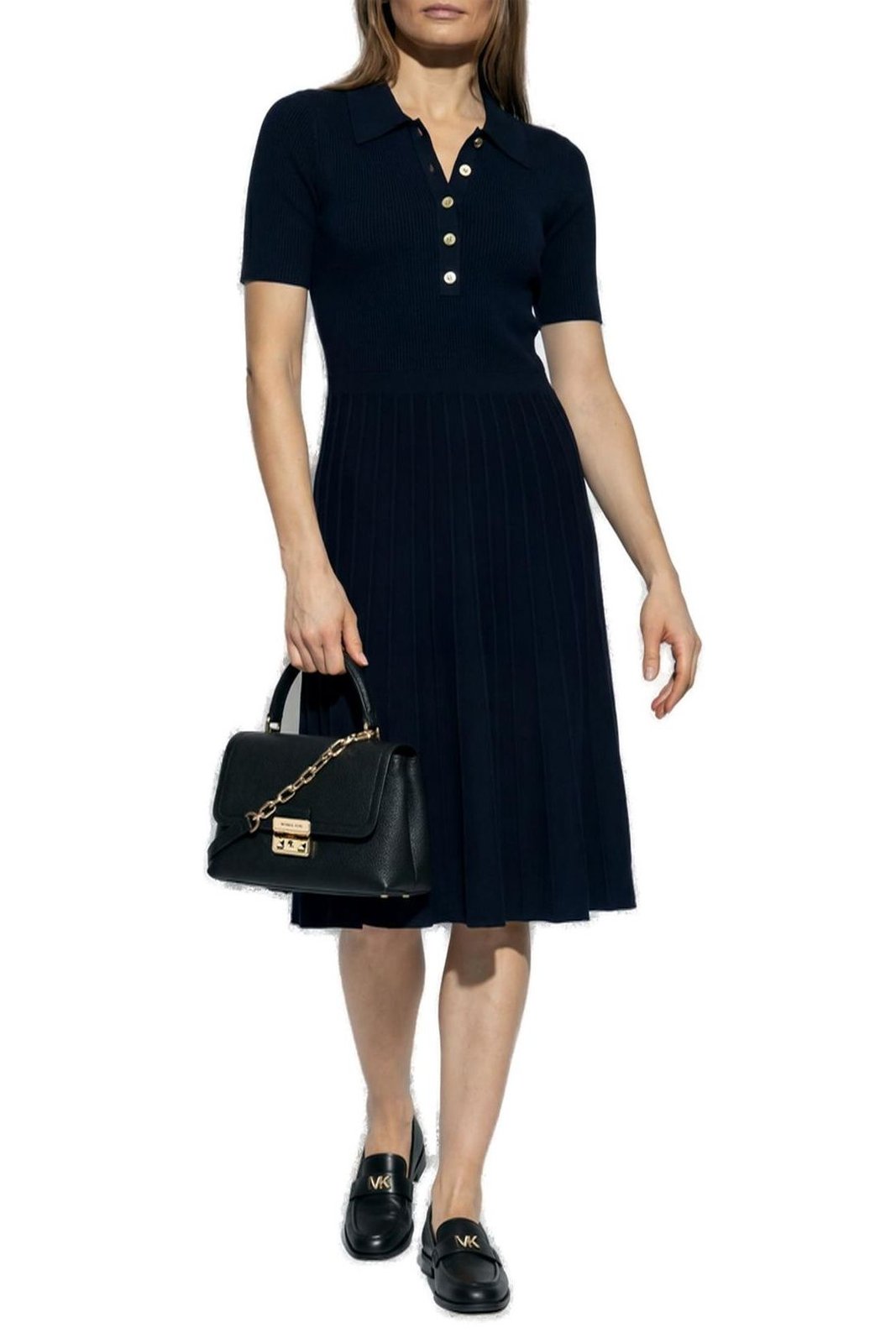 Michael Michael Kors Ribbed Stretch Knit Polo Midi Dress Cettire Michael Michael Kors Ribbed Stretch Knit Polo Midi Dress Cettire