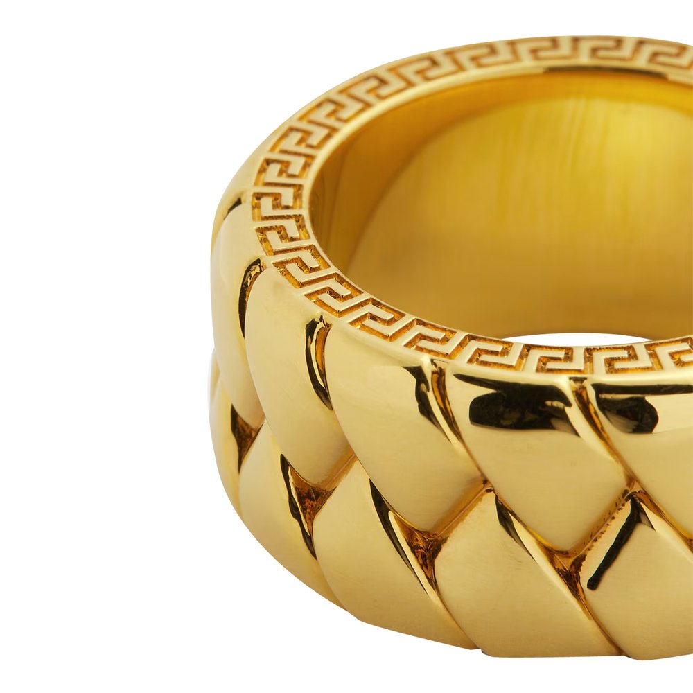 VERSACE/ヴェルサーチェ バインディング ブレイデッド リング クリスタル ラ メドゥーサ リング ゴールド | VERSACE JP