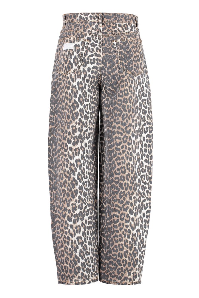 【GANNI】ヒョウ柄 ハイウエスト テーパード ジーンズ Racing Red Leopard Foil Andi Jeans | GANNI US