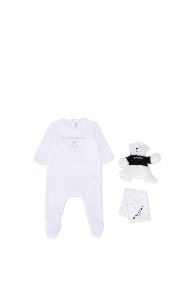 Givenchy Kids 크루넥 바디수트와 테디베어 담요 세트