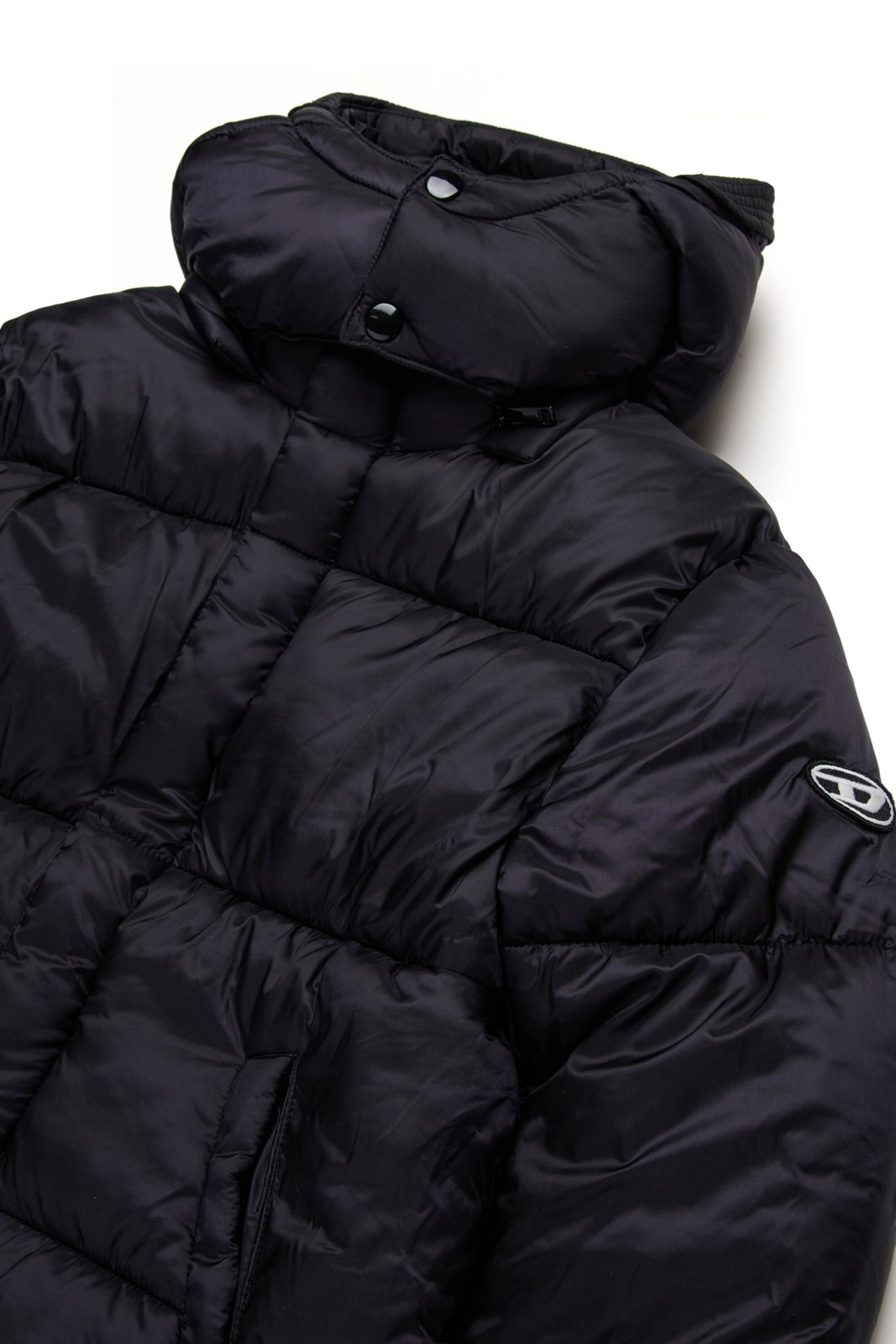 Diesel Kids Oval-D Logo Patch Hooded Padded Jacket