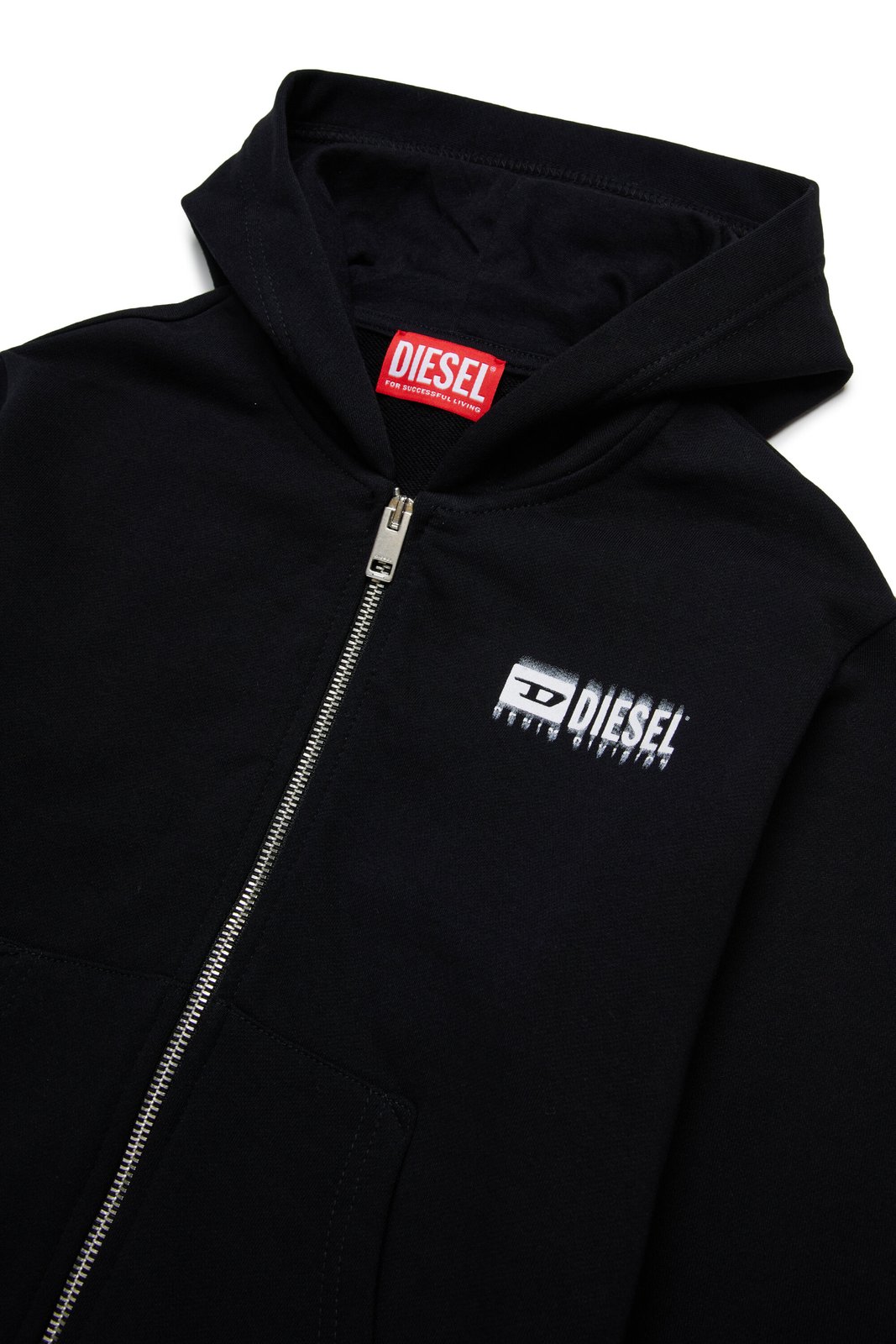 Diesel Kids Logo Printed Zipped Hoodie