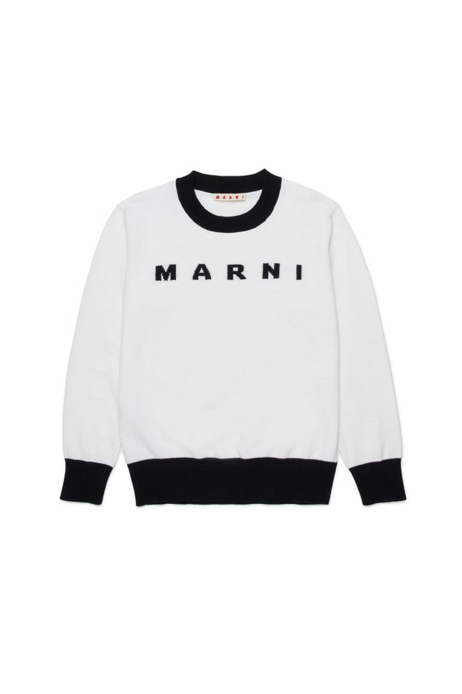 Marni Kids 로고 인타르시아 니트 점퍼