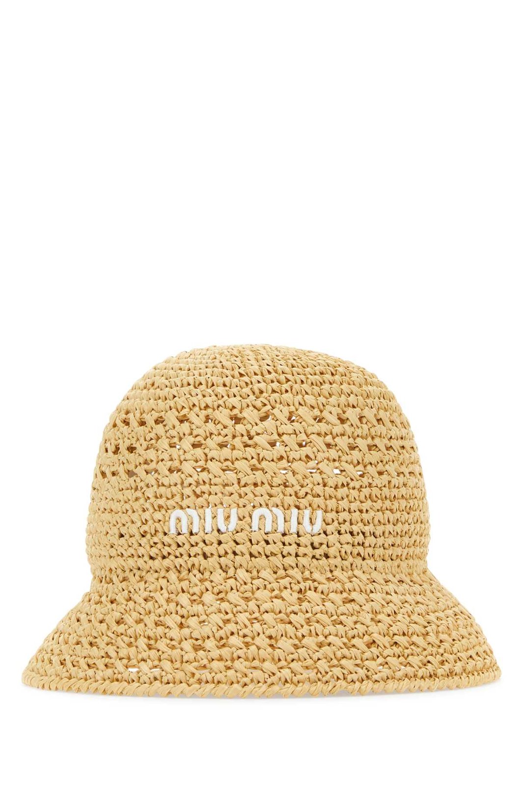 Miu Miu Logo Embroidered Crochet-Knit Bucket Hat