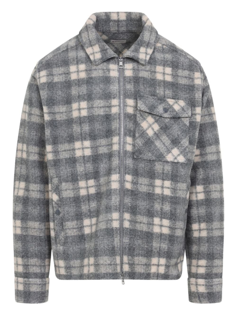 Moncler Checkered Zip-Up Shirt