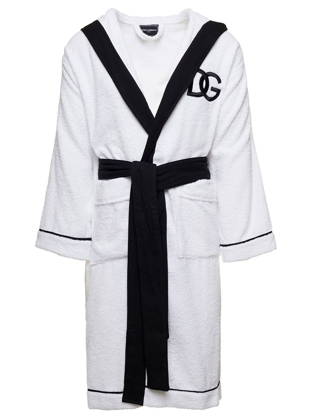 Dolce & Gabbana Logo Embroidered Terry Bathrobe