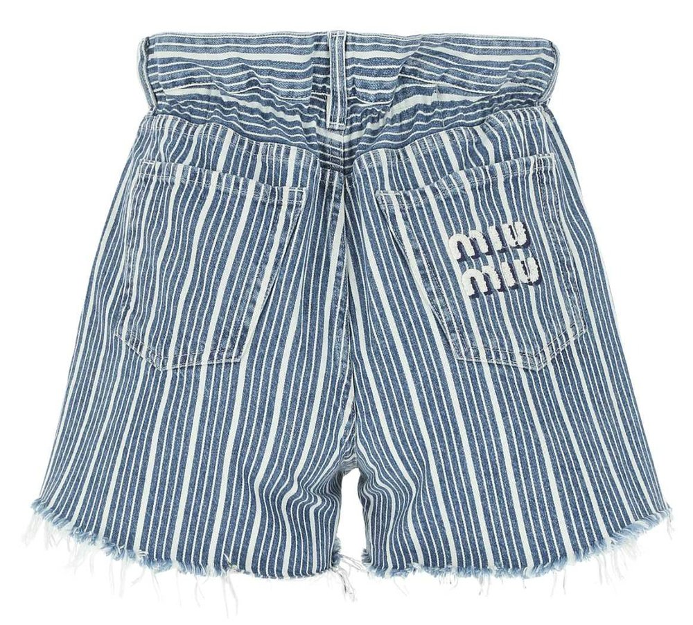 Miu Miu Paperbag Shorts Striped Miu Miu Paperbag High Waist