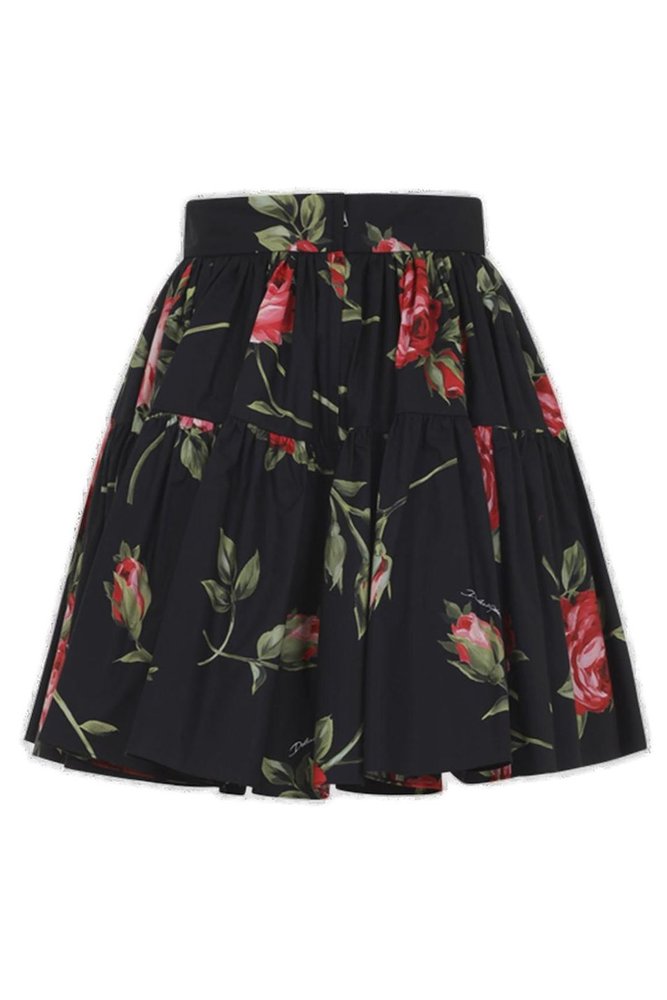 Dolce & Gabbana Rose Bouquet-Printed Mini Skirt – Cettire